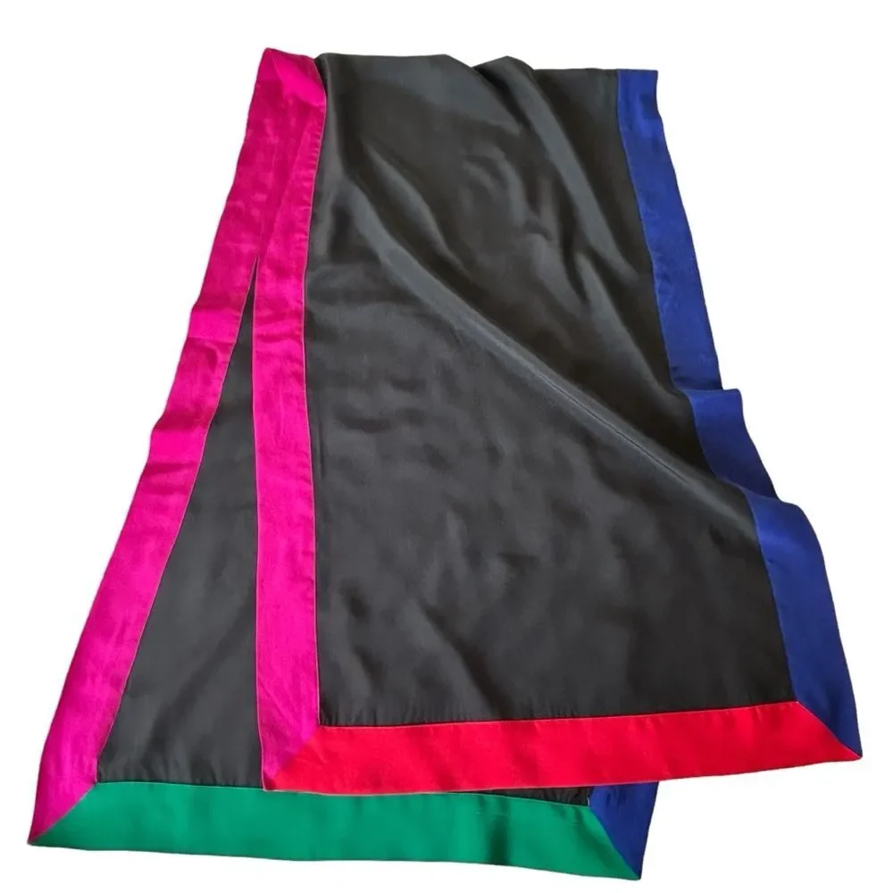 Doncaster Blue Black Red Pink Colorblock Silk Scarf